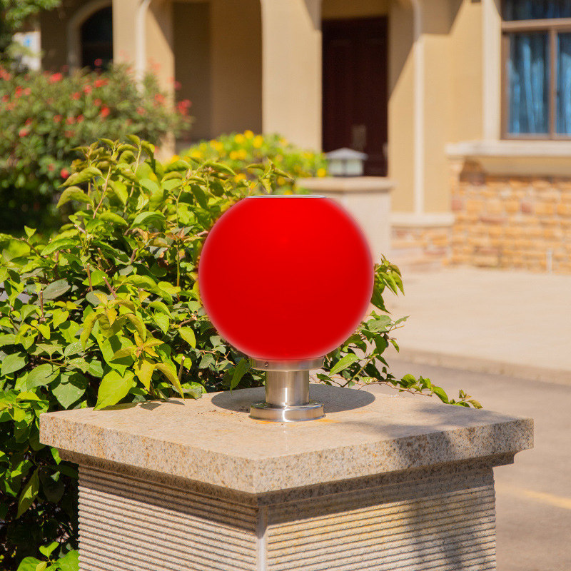 jeeyee太阳能柱头灯大门红球围墙LED红光圆球灯户外防水庭院灯,淘宝优惠券,粉丝福利购,淘宝优惠卷