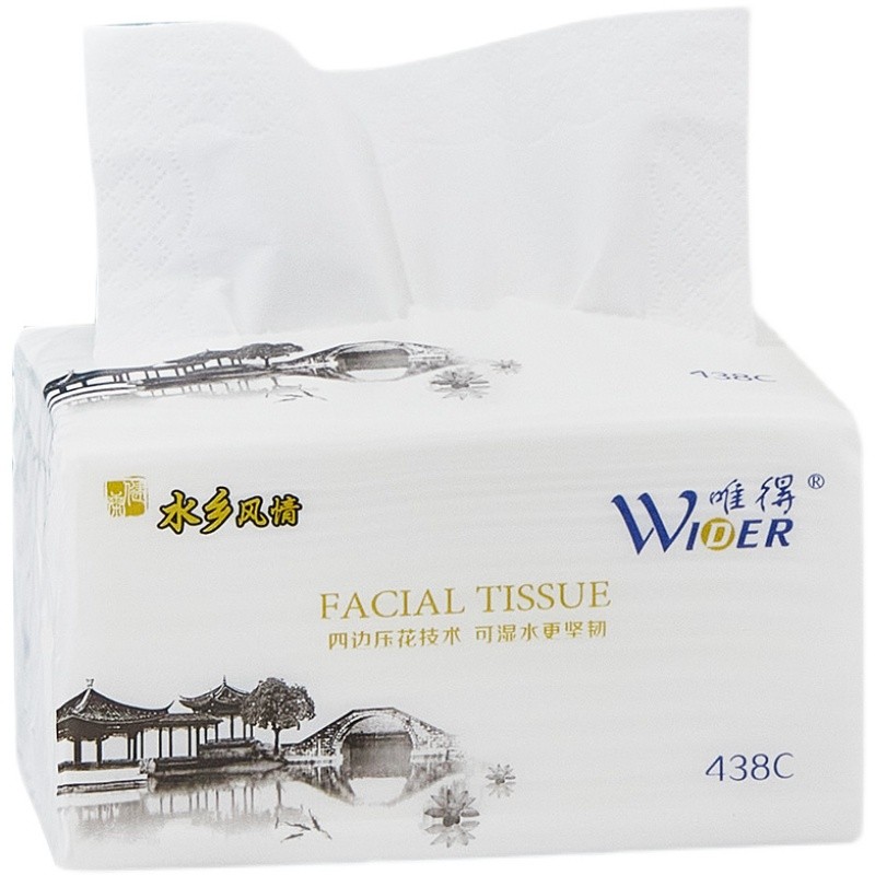 唯得水乡风情408张1提8包4层438C家庭装抽纸家面巾纸婴儿纸巾包邮 - 图3