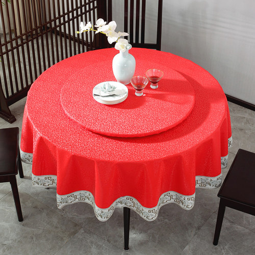 圆桌桌布免洗防油防水中式大圆餐桌布酒店圆形餐布台布轻奢高级感 - 图1