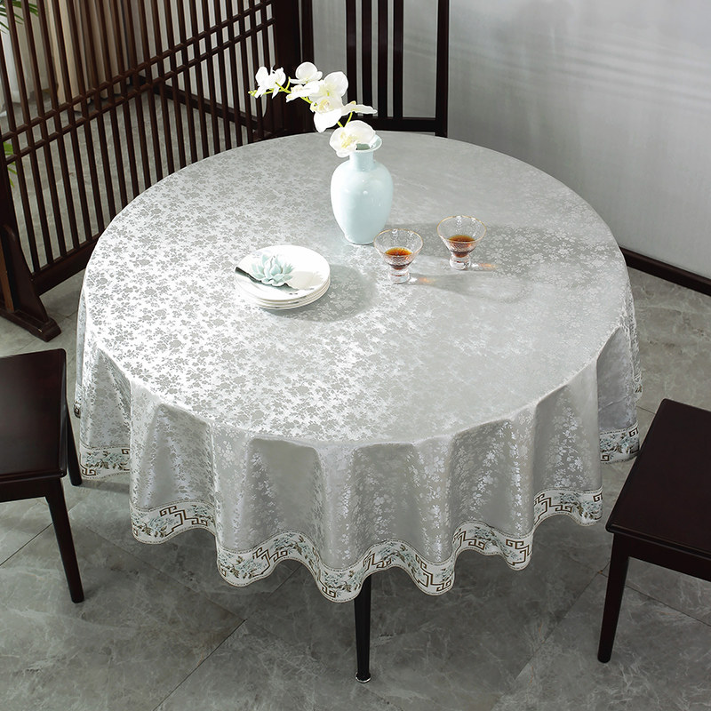 圆桌布防水防油防烫免洗家用桌罩餐桌布新中式酒店饭店圆桌转盘套,淘宝优惠券,粉丝福利购,淘宝优惠卷
