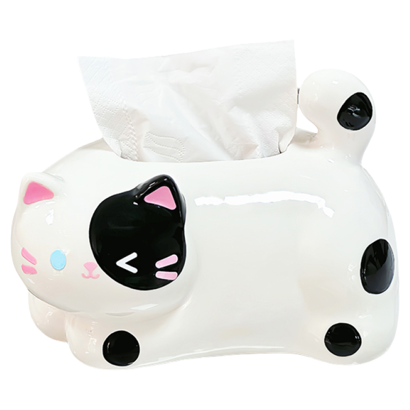 【新家的100个快递】奶牛猫纸巾盒家用客厅桌面高颜值陶瓷抽纸盒,淘宝优惠券,粉丝福利购,淘宝优惠卷