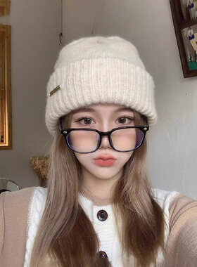 羊毛针织毛线帽女秋冬季保暖