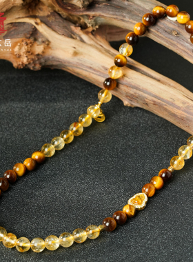 武当山直发武当玄岳 拂熙虎眼石黄水晶双圈手串