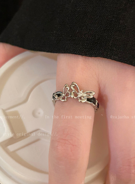 镂空蝴蝶展翅开口戒指女小众设