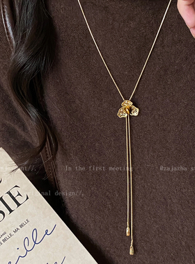 金色虎眼石太阳花项链女秋冬