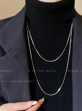 长款双层叠戴蛇骨项链女款