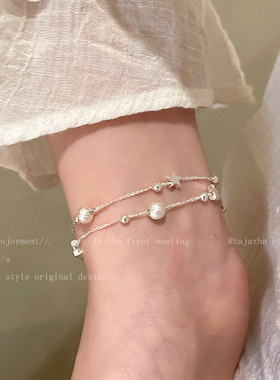 双层叠戴珍珠碎银子串珠手链女生2025新款小众精致高级感手串手饰