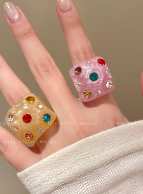 指间星河~甜酷辣妹彩色锆石戒指