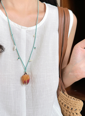 森林物语~天然植绒木荷果项链