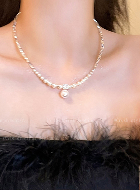 珍珠碎银子项链女款轻奢