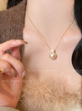 简约单颗珍珠项链女秋冬