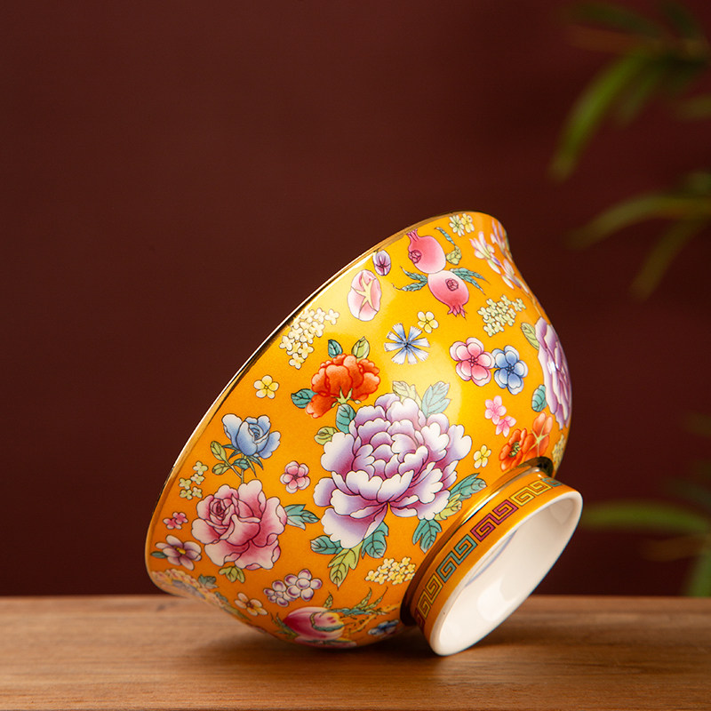 景德镇珐琅彩餐具陶瓷米饭碗汤碗面碗家用高脚防烫新款宫廷餐具,淘宝优惠券,粉丝福利购,淘宝优惠卷