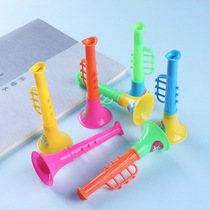 Childrens small toy Double section Mini trumpet Trumpet Baby Cartoon Plastic Kindergarten Blow Up Small Musical Instrument Prize Stock Source