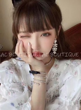 欧美8字耳环水晶满钻蝴蝶长款