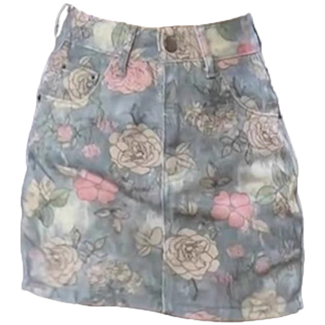 Short Skirt Covering Hip Skirt Retro Hot Girl Casual Versatile Flowers