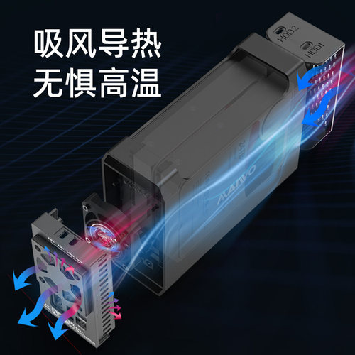 麦沃硬盘阵列盒3.5寸机械双盘位RAID外接盒usb3.0接口读取器柜子 - 图0