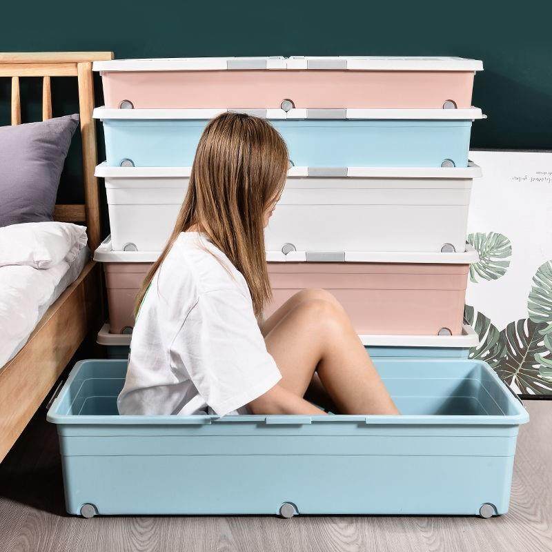 新疆包邮床底收纳箱大号家用装衣服被子储物箱塑料床底下整理箱扁 - 图1