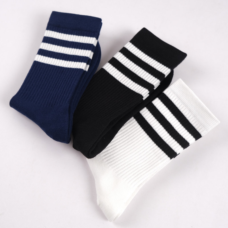 三条杠条纹袜子男女中筒袜春秋款网红运动外穿配鲨鱼裤黑白色长袜,淘宝优惠券,粉丝福利购,淘宝优惠卷