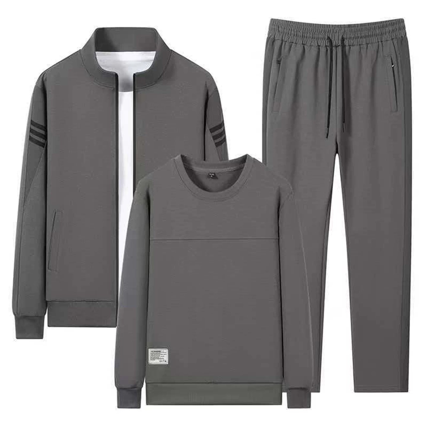 Lu Haifeng men's middle-aged and elderly sports suits spring and autumn men's casual jackets and pants long-sleeved T-shirts three-piece trendy set