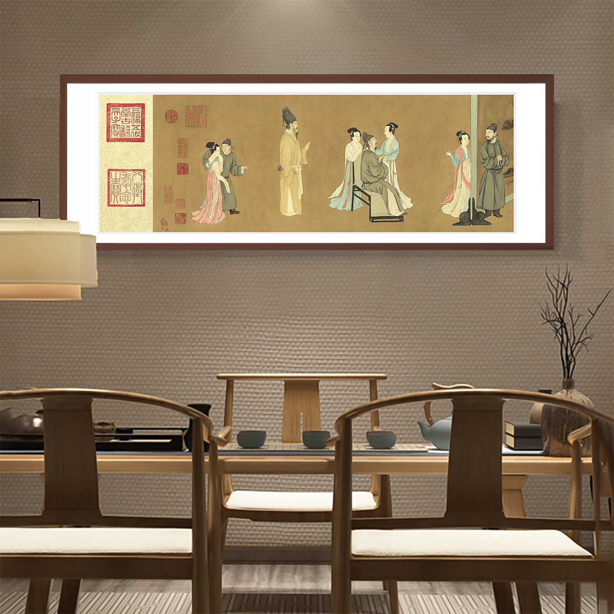 十大传世名画韩熙载夜宴图酒店包间茶室装饰画会客室沙发挂画壁画 - 图2