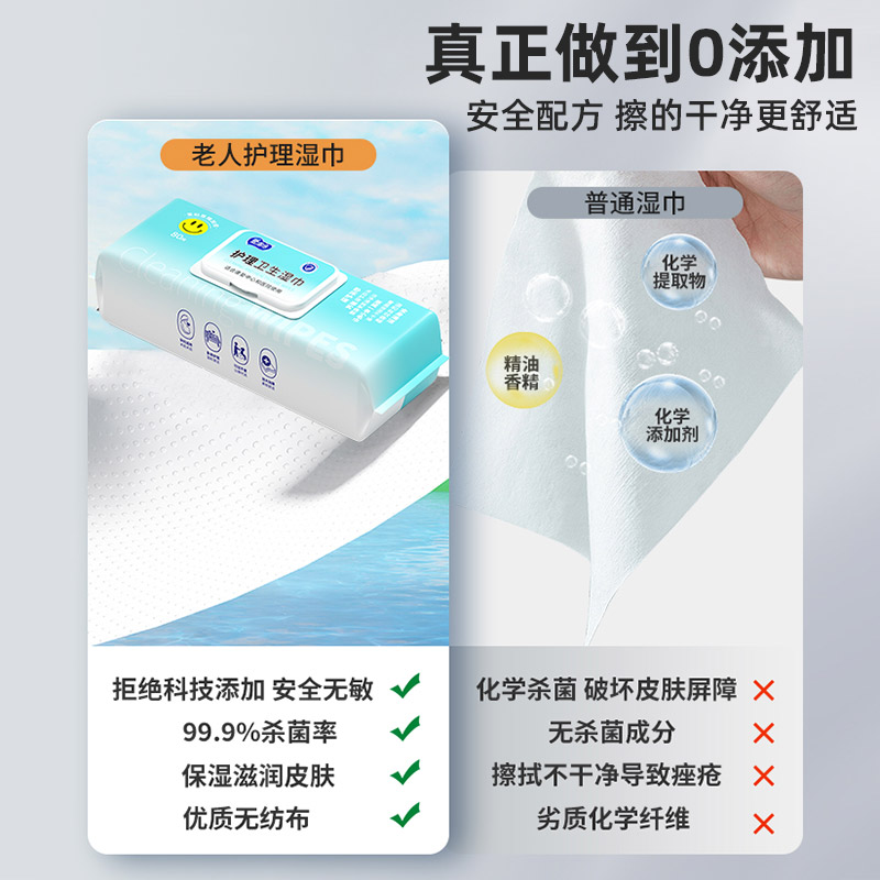 爱恩倍护理卧床老人用品湿纸巾湿厕纸家庭大包成人住院擦屁股湿巾