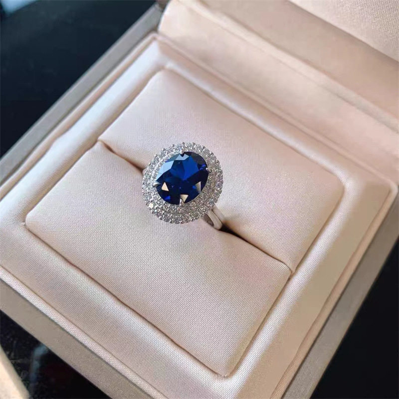 新款气质蓝钻石戒指项链耳钉三件套坦桑石欧美时尚轻奢女吊坠百搭,淘宝优惠券,粉丝福利购,淘宝优惠卷