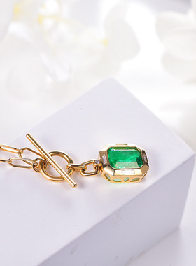 vintage古风简约绿色公主吊坠女