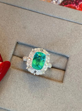 新品彩宝祖母绿戒指女开口饰品