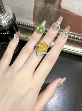 小众设计冷淡风培育黄钻戒指女