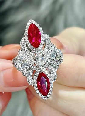 红宝石戒指女ins冷淡风饰品