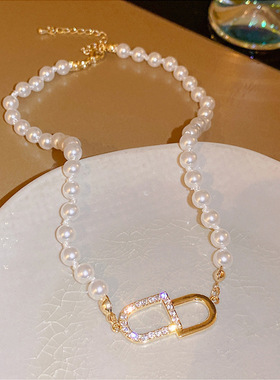 珍珠项链气质高级感字母颈链