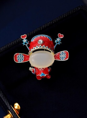 文艺范新款状元郎帽子胸针小众别针设计珐琅工艺胸花配饰百搭服饰
