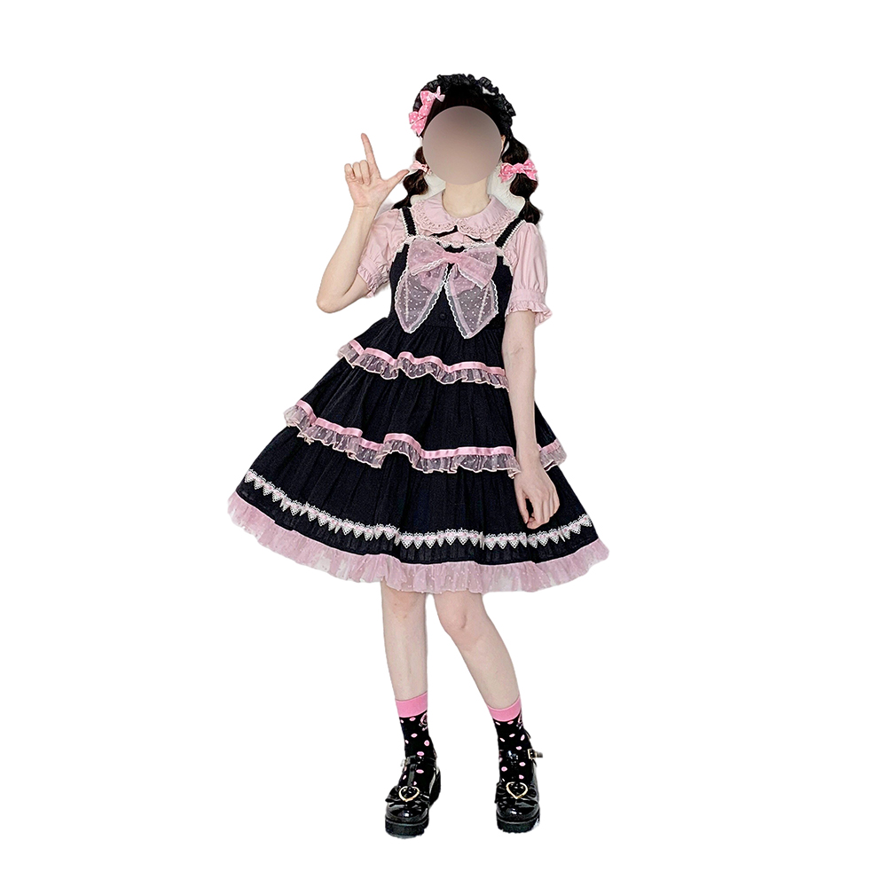 现货梅莉牌果汁JSK纯色三段式中古Lolita可爱甜棉布日常洛丽塔 - 图3