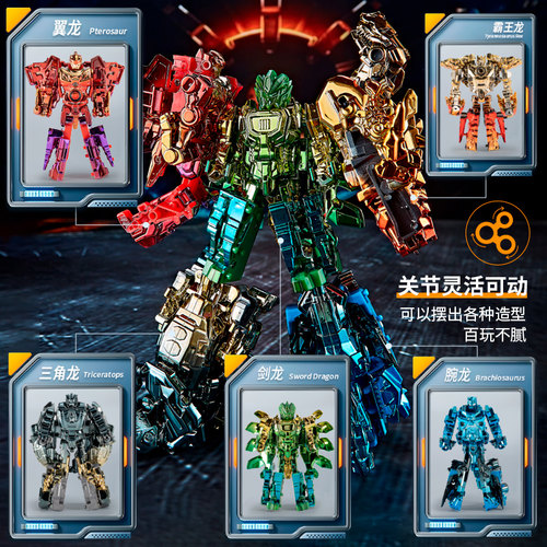 机器人儿童合体机甲变形恐龙玩具金刚生日礼物4男孩子3到6岁以上7 - 图0