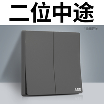 ABB Official Flagship Store Xuan Grey Curved Switch Home Two Open Two-time Multi-Control Midway Switch Panel