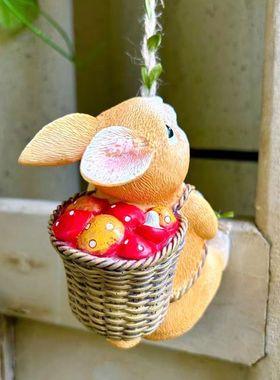 爬藤小兔子挂件小动物悬挂装饰品家居管道遮丑摆件庭院造景树盆挂