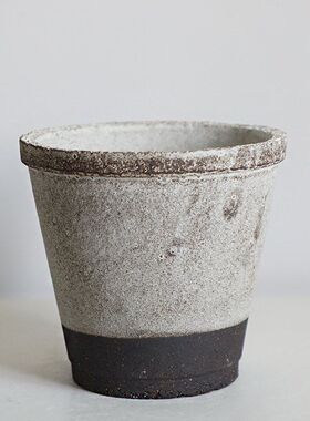 侘寂风中古胶胎陶瓷大口花盆