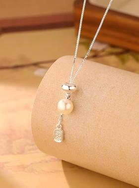 招财纳福小金坨项链女小众仿珍珠