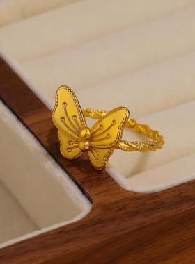 花丝梦蝶麻花开口戒指女时尚甜美