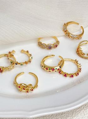 红色锆石气质优雅可调节指环女