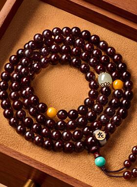 小叶紫檀香手串108颗老料木念珠