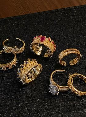 彩宝复古女简约锆石小众设计豪华