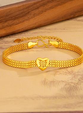 流金表带手链女时尚宽面双层设计