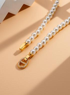 法式时尚猪鼻子珍珠项链女气质