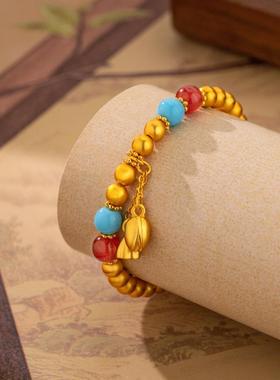 莲蓬仿绿松石圆珠手链女新中式