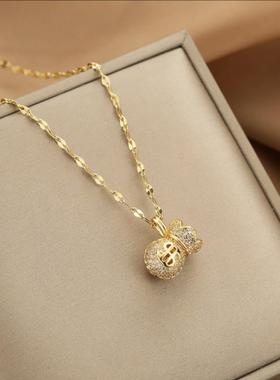 2023新款满钻钱袋项链小众设计