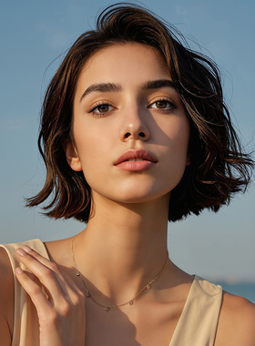 一撇一捺YPYN流光星语锁骨链女9K金项链满天星人造水晶老钱风颈饰