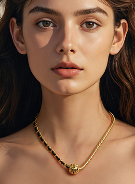 一撇一捺YPYN双链映穹颈饰设计师款项链女拼接叠戴金色蛇骨链编织