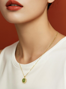 一撇一捺YPYN项链925银圆环碧玉