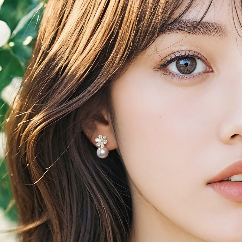 一撇一捺YPYN花朵耳钉女925银粉紫色人造珍珠耳环2025年秋季新品,淘宝优惠券,粉丝福利购,淘宝优惠卷